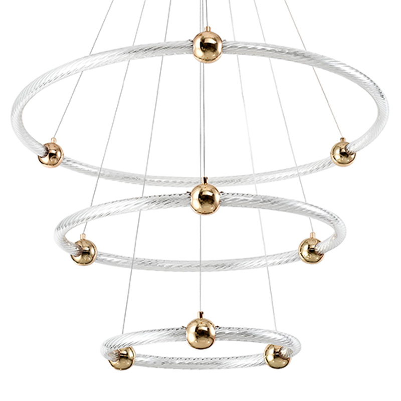 Люстра подвесная светодиодная c плафонами в виде колец Lighting Rings Gold Золотой Белый Люстра подвесная светодиодная c плафонами в виде колец Lighting Rings Gold Золотой Белый в Барнауле | Loft Concept