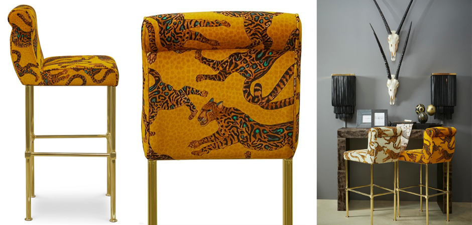 Барный Стул Сафари с орнаментом Kings Gold Bar Stool Оранжевый Барный Стул Сафари с орнаментом Kings Gold Bar Stool Оранжевый - Loft-Concept в Барнауле