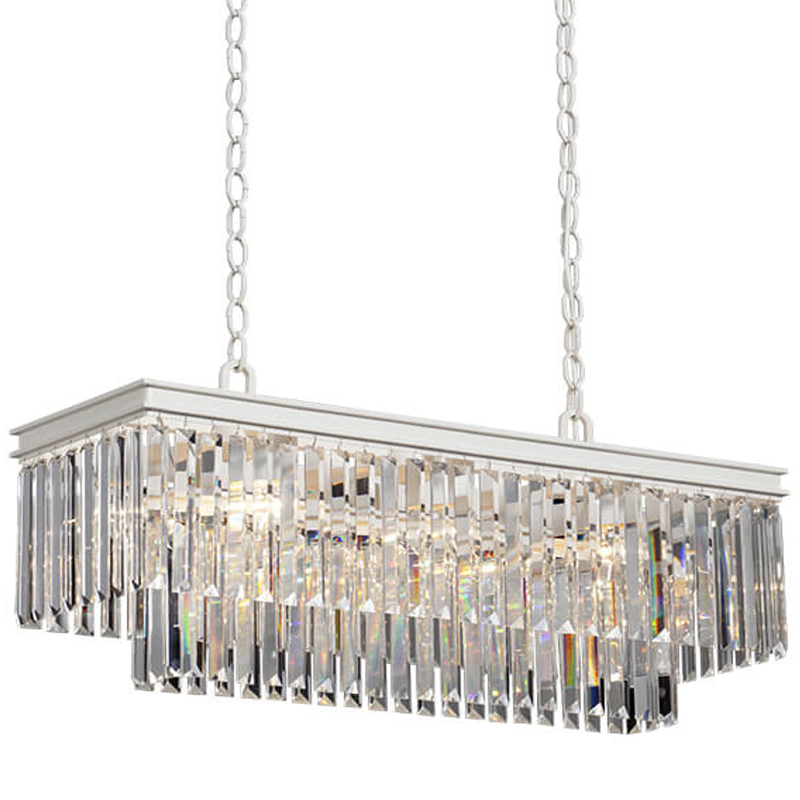 Люстра RH 1920s Odeon Clear Glass Rectangular Chandelier White iron Длина 80 Белый Прозрачное Стекло Люстра RH 1920s Odeon Clear Glass Rectangular Chandelier White iron Длина 80 Белый Прозрачное Стекло в Барнауле | Loft Concept