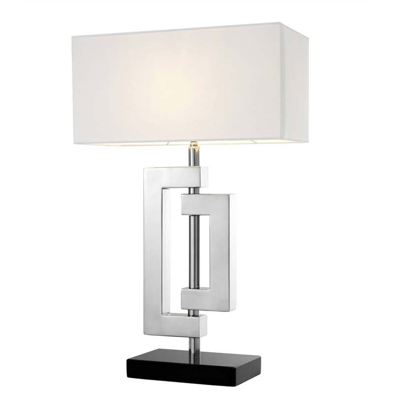 Настольная лампа Eichholtz Table Lamp Leroux stainless steel Белый Нержавеющая сталь Черный в Барнауле | Loft Concept 
