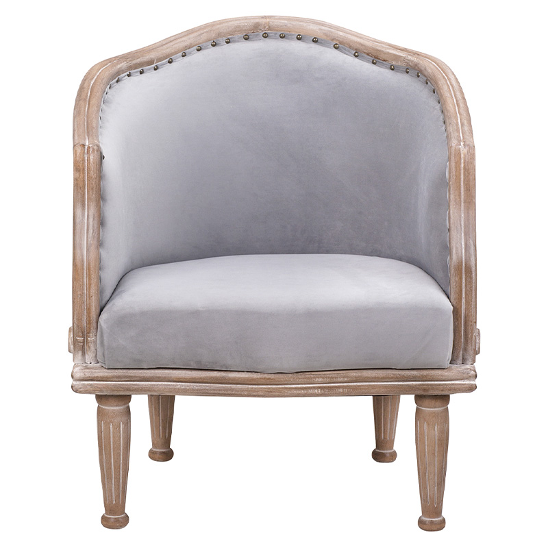 Кресло низкое с мягкой обивкой из велюра на 4-х деревянных ножках Emile Armchair grey Серый Коричневый Кресло низкое с мягкой обивкой из велюра на 4-х деревянных ножках Emile Armchair grey Серый Коричневый в Барнауле | Loft Concept
