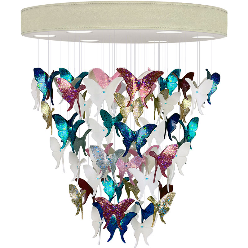 Люстра Цветные Бабочки Жемчужно-серая база Night Butterflies Chandelier Multi Color Бежево-серый Мульти Люстра Цветные Бабочки Жемчужно-серая база Night Butterflies Chandelier Multi Color Бежево-серый Мульти в Барнауле | Loft Concept
