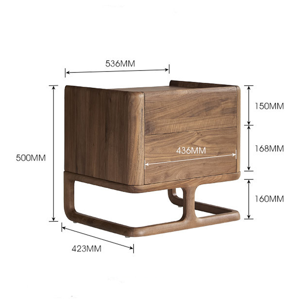 Прикроватный деревянный столик с 2-мя ящиками Moon Walnut Furniture Прикроватный деревянный столик с 2-мя ящиками Moon Walnut Furniture в Барнауле