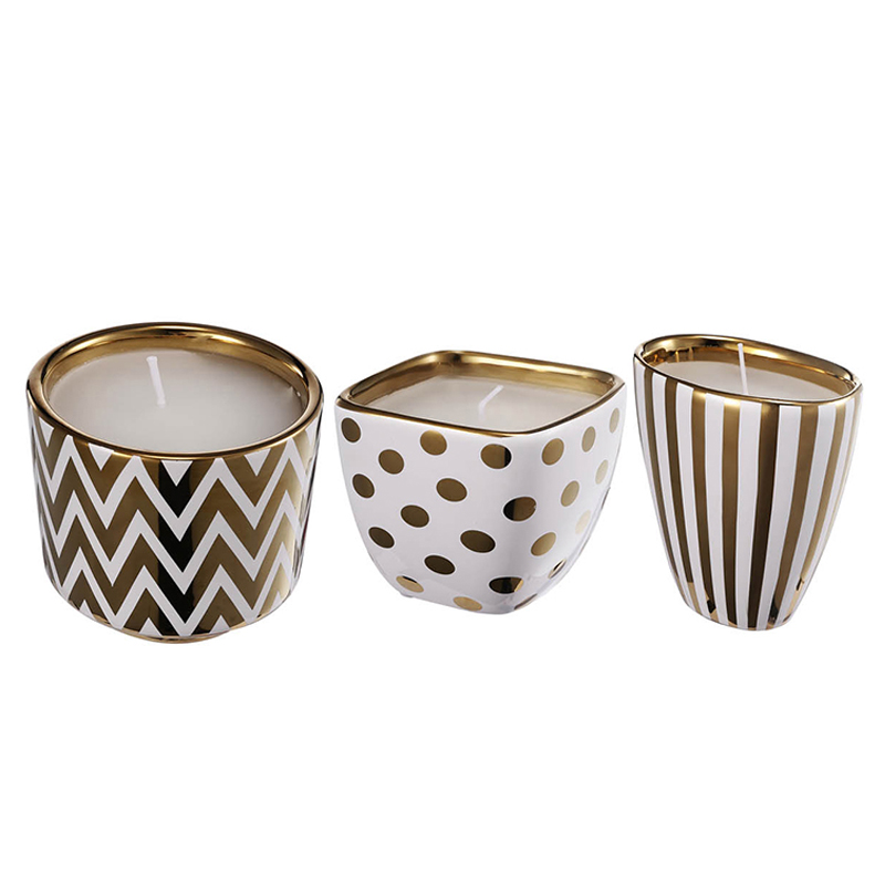 Набор из 3-х подсвечников Gold & White Ornament Белый Золотой Набор из 3-х подсвечников Gold & White Ornament Белый Золотой в Барнауле | Loft Concept