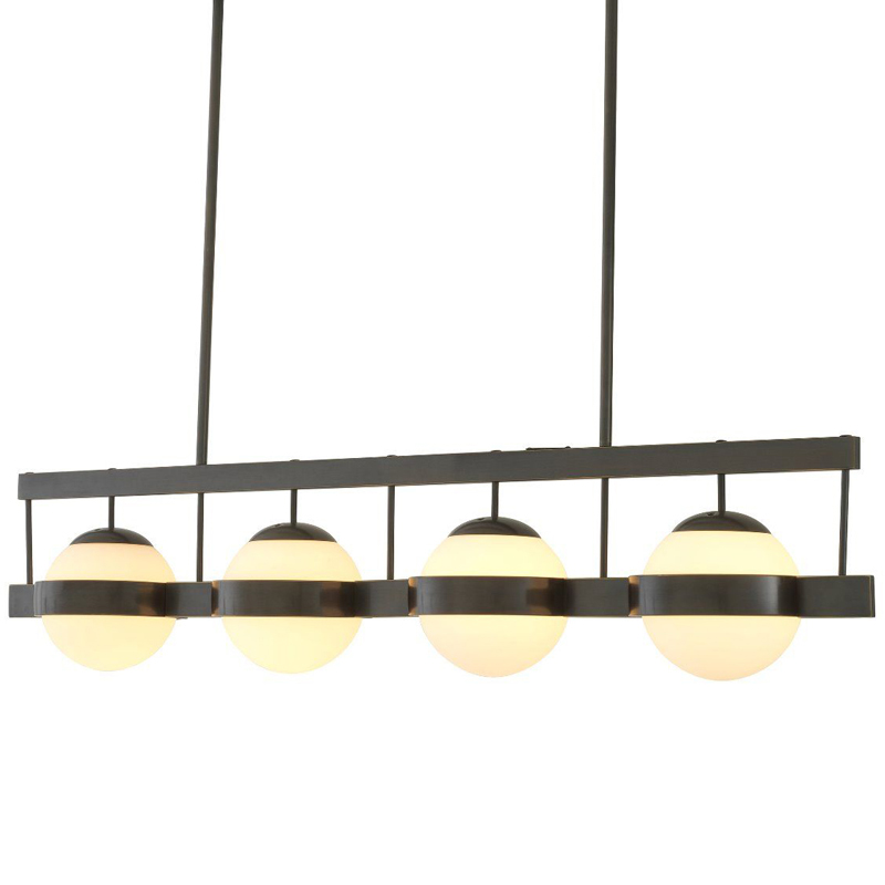 Люстра Eichholtz Chandelier Biba Bronze Темная бронза Белое матовое стекло Люстра Eichholtz Chandelier Biba Bronze Темная бронза Белое матовое стекло в Барнауле | Loft Concept