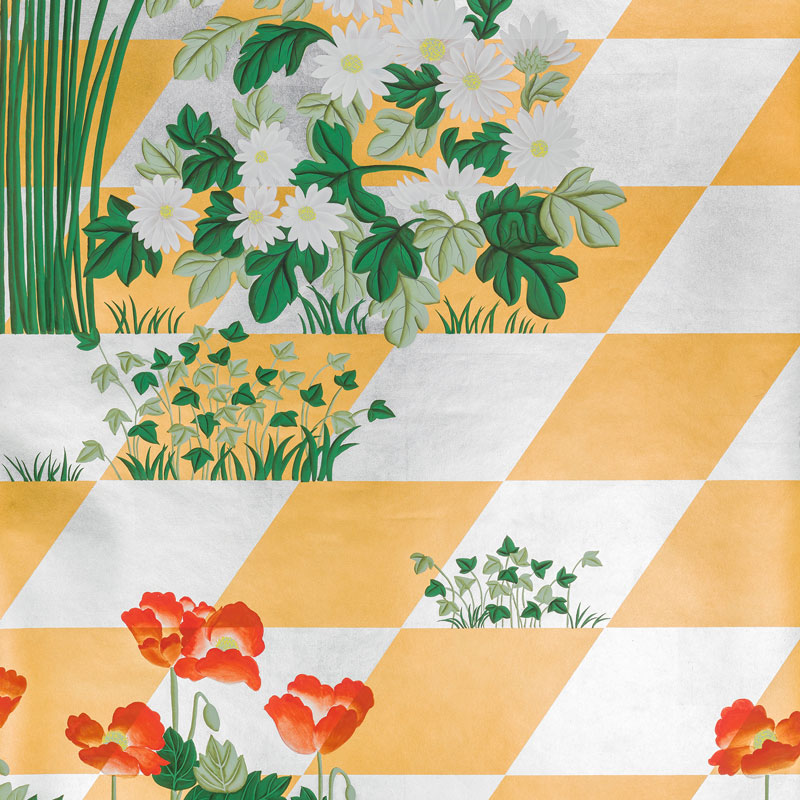Обои ручная роспись Tiled Meadow Original colourway on Egyptian Gold gilded paper Обои ручная роспись Tiled Meadow Original colourway on Egyptian Gold gilded paper в Барнауле | Loft Concept