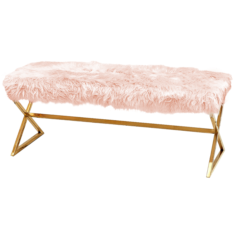 Банкетка из искусственного меха Phyllis Banquet Pink Gold Розовый Золотой Банкетка из искусственного меха Phyllis Banquet Pink Gold Розовый Золотой в Барнауле | Loft Concept