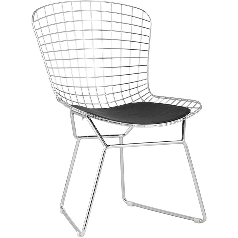 Стул Bertoia Chair Хромированный с Черной подушкой Хром Черный Стул Bertoia Chair Хромированный с Черной подушкой Хром Черный в Барнауле | Loft Concept