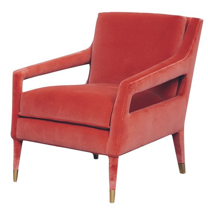 Кресло Open Arm Club Chair Красный Латунь Кресло Open Arm Club Chair Красный Латунь в Барнауле | Loft Concept