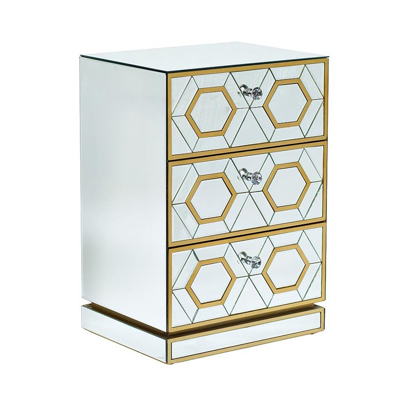 Комод зеркальный с 3-мя ящиками Mirrored Commode 3 drawers Золотой Комод зеркальный с 3-мя ящиками Mirrored Commode 3 drawers Золотой в Барнауле | Loft Concept