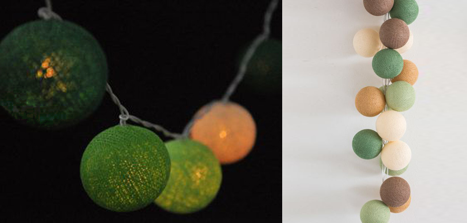 Гирлянда хлопковые фонарики Сotton Ball Forest Green - Loft-Concept в Барнауле