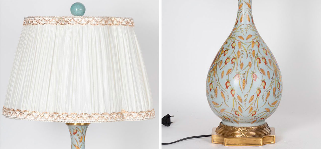 Настольная лампа фарфоровая с принтом Leo - фото