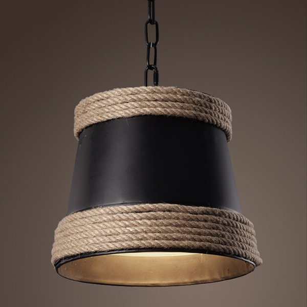 Подвесной светильник Black & Hemp Pendant Lamp Черный Подвесной светильник Black & Hemp Pendant Lamp Черный в Барнауле | Loft Concept