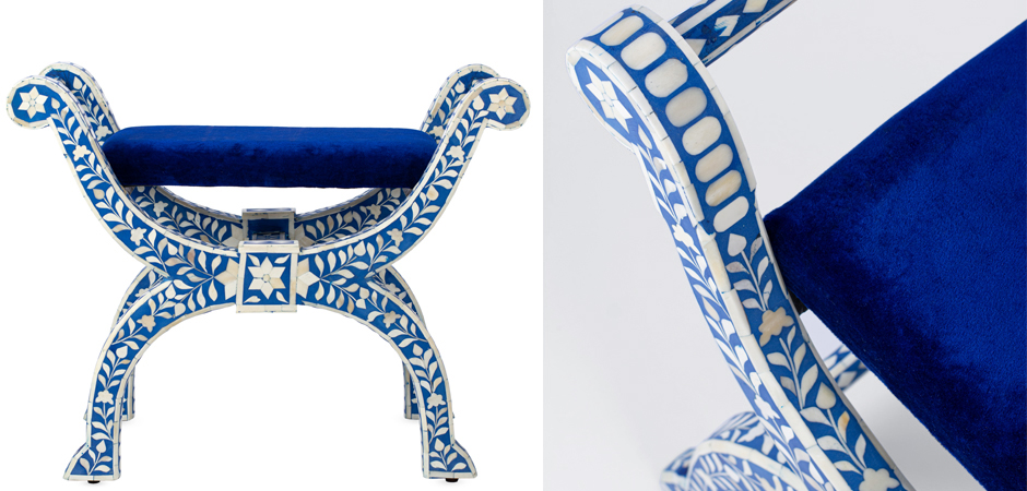Табурет отделка кость голубой BONE INLAY Jenny Stool Табурет отделка кость голубой BONE INLAY Jenny Stool - Loft-Concept в Барнауле