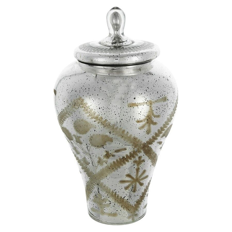 Ваза из стекла с крышкой и декоративными узорами Chinoiserie Ceramics Бежевый Античное зеркальное стекло Ваза из стекла с крышкой и декоративными узорами Chinoiserie Ceramics Бежевый Античное зеркальное стекло в Барнауле | Loft Concept