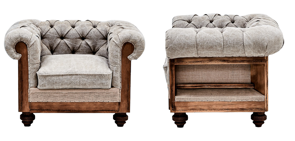 Кресло Deconstructed Chesterfield Armchair Gray Кресло Deconstructed Chesterfield Armchair Gray - Loft-Concept в Барнауле