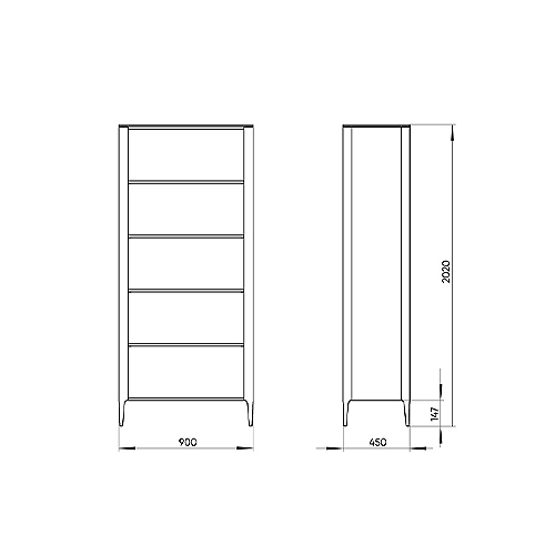 Стеллаж прямой молочного цвета с открытыми полками Type  в Барнауле