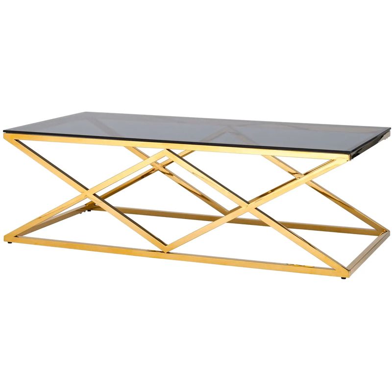 Столик кофейный Geometry Rhombus Gold Золотой Стекло Смок Столик кофейный Geometry Rhombus Gold Золотой Стекло Смок в Барнауле | Loft Concept