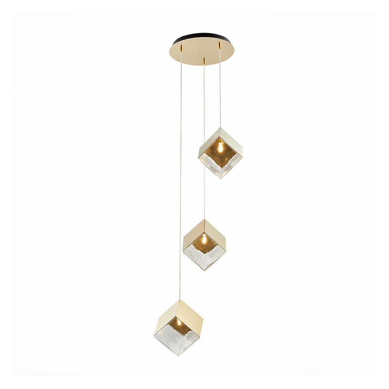 Потолочная люстра Pyrite Chandelier gold cube 3 Золотой Прозрачный Потолочная люстра Pyrite Chandelier gold cube 3 Золотой Прозрачный в Барнауле | Loft Concept