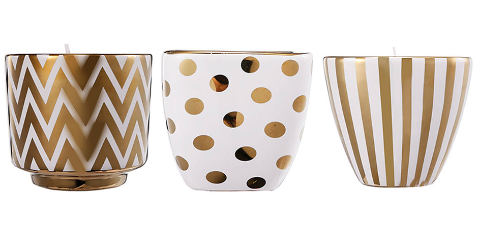 Набор из 3-х подсвечников Gold & White Ornament Набор из 3-х подсвечников Gold & White Ornament - Loft-Concept в Барнауле
