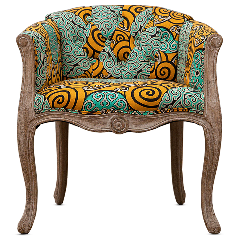 Кресло Yellow and Turquoise Ornament Chair Мульти Бежево-серый Кресло Yellow and Turquoise Ornament Chair Мульти Бежево-серый в Барнауле | Loft Concept