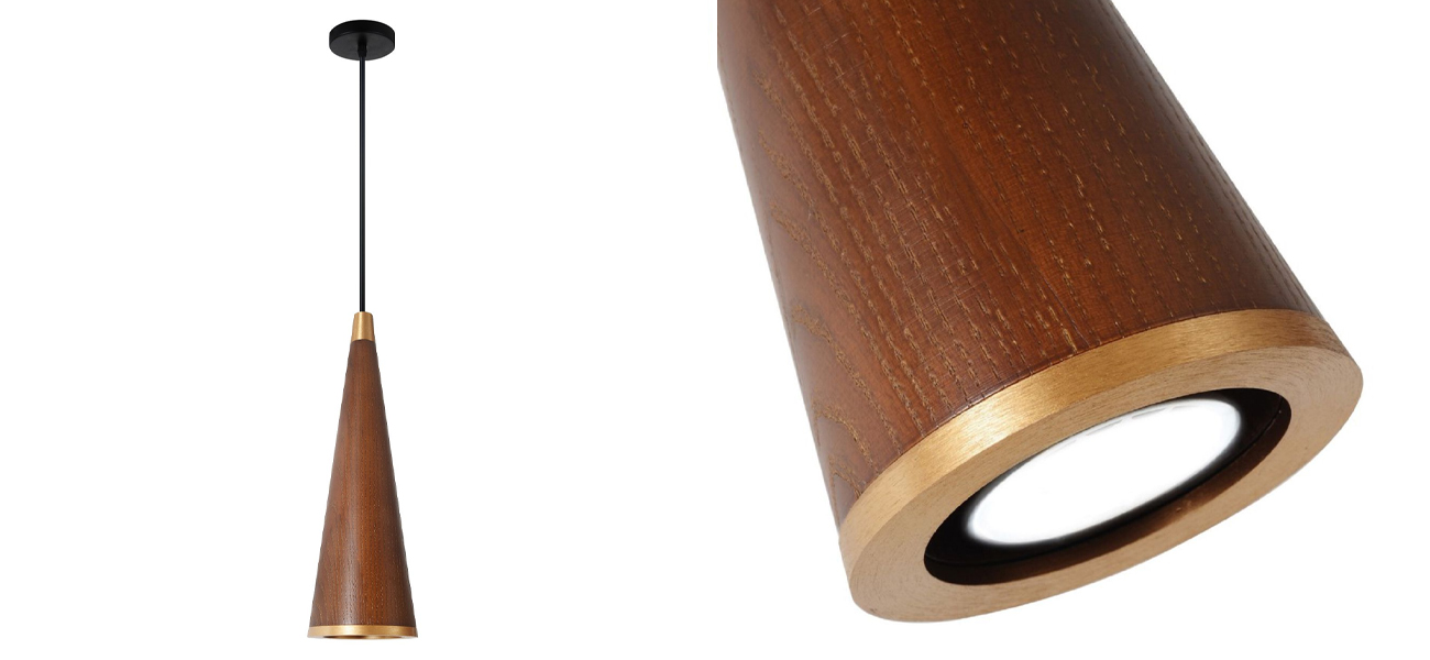 Подвесной светильник с плафоном из темного дерева WOODEN ECO - фото