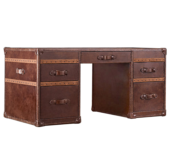 Рабочий Стол Натуральная Кожа RH Mayfair Steamer Trunk Коричневый винтаж Рабочий Стол Натуральная Кожа RH Mayfair Steamer Trunk Коричневый винтаж в Барнауле | Loft Concept