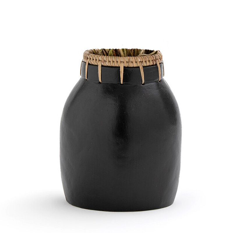 Ваза Ceramic Vase & Rattan D17 Черный Ваза Ceramic Vase & Rattan D17 Черный в Барнауле | Loft Concept
