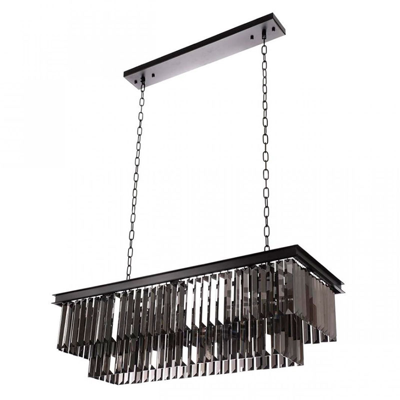 Прямоугольная Люстра RH 1920s Odeon Black iron Серое Стекло Длина 80 см Черный Серый Прямоугольная Люстра RH 1920s Odeon Black iron Серое Стекло Длина 80 см Черный Серый в Барнауле | Loft Concept