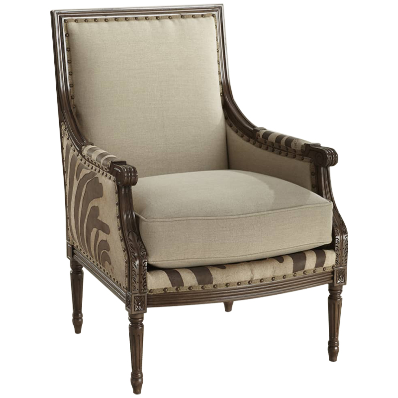 Кресло Massoud Annie Zebra Washed Leather Linen Chair Коричневый Бежево-серый Кресло Massoud Annie Zebra Washed Leather Linen Chair Коричневый Бежево-серый в Барнауле | Loft Concept