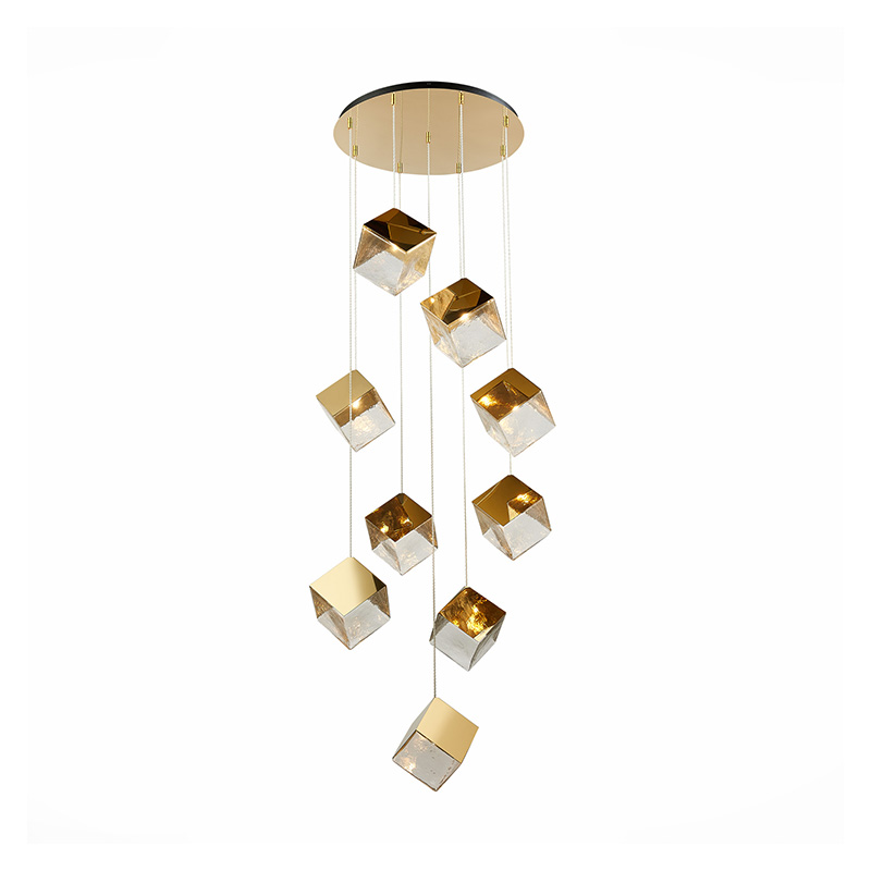 Потолочная люстра Pyrite Chandelier gold cube 9 Золотой Прозрачный Потолочная люстра Pyrite Chandelier gold cube 9 Золотой Прозрачный в Барнауле | Loft Concept