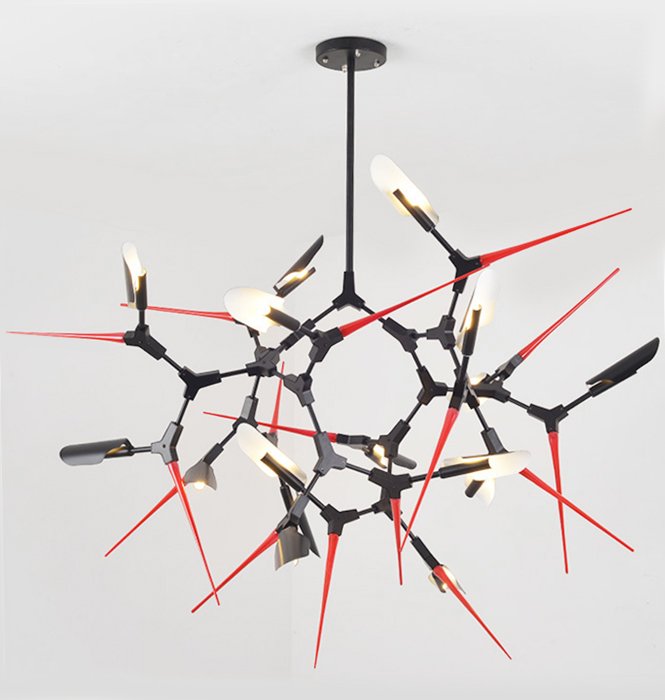 Люстра Red Spikes Chandelier 16 Черный Красный Люстра Red Spikes Chandelier 16 Черный Красный в Барнауле | Loft Concept