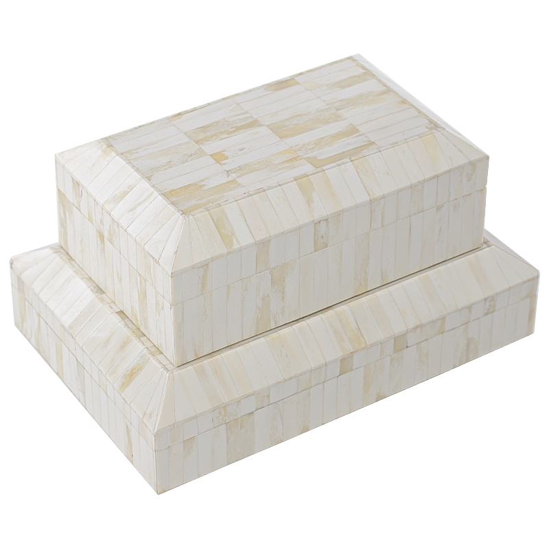 Комплект шкатулок Amadou Bone Inlay Белый ivory ( слоновая кость ) в Барнауле | Loft Concept 