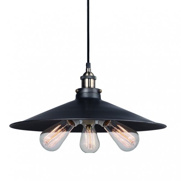 Подвесной светильник 20th C. Factory Filament Metal Triple Pendant Black Черный Подвесной светильник 20th C. Factory Filament Metal Triple Pendant Black Черный в Барнауле | Loft Concept