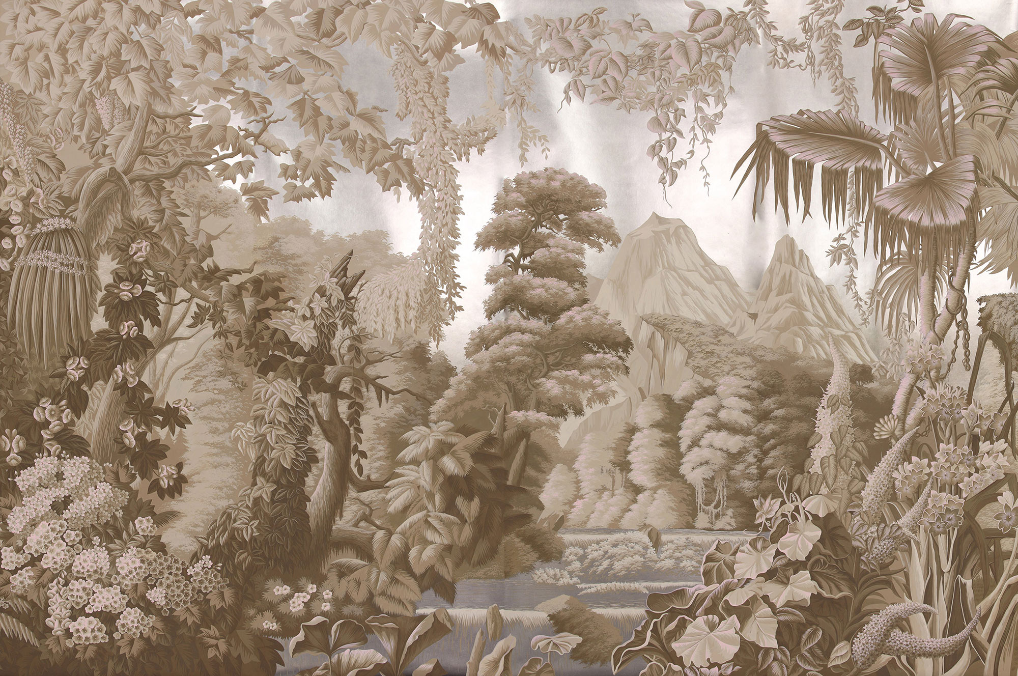 Обои ручная роспись L'Eden Dawn on Sterling Silver gilded paper Обои ручная роспись L'Eden Dawn on Sterling Silver gilded paper - постер Loft-Concept в Барнауле