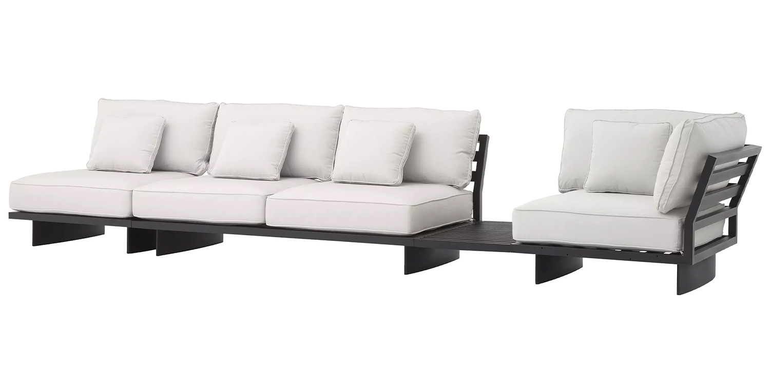 Модульный диван Eichholtz Sofa Royal Palm Белый Черный - фото №3