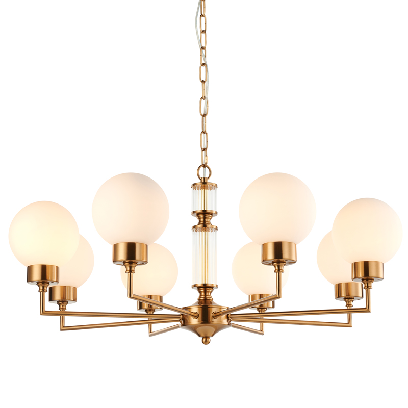 Люстра Zibille Chandelier Brass 78 Латунь Белое матовое стекло Прозрачный Люстра Zibille Chandelier Brass 78 Латунь Белое матовое стекло Прозрачный в Барнауле | Loft Concept