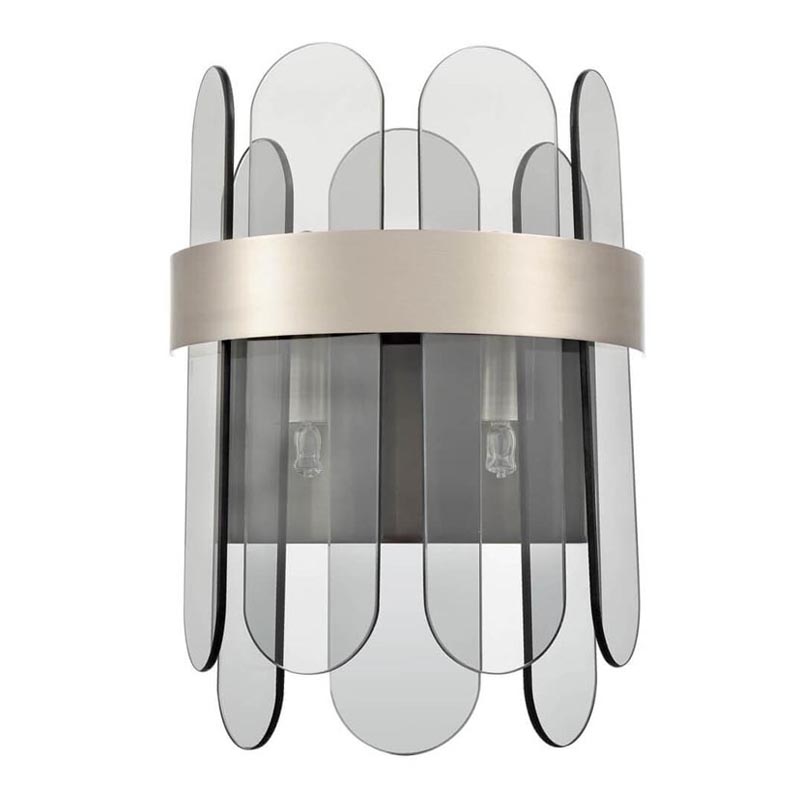 Бра Decorative Oval Smoky Plates Sconce Дымчатый (Smoke) Никель Сатин в Барнауле | Loft Concept 