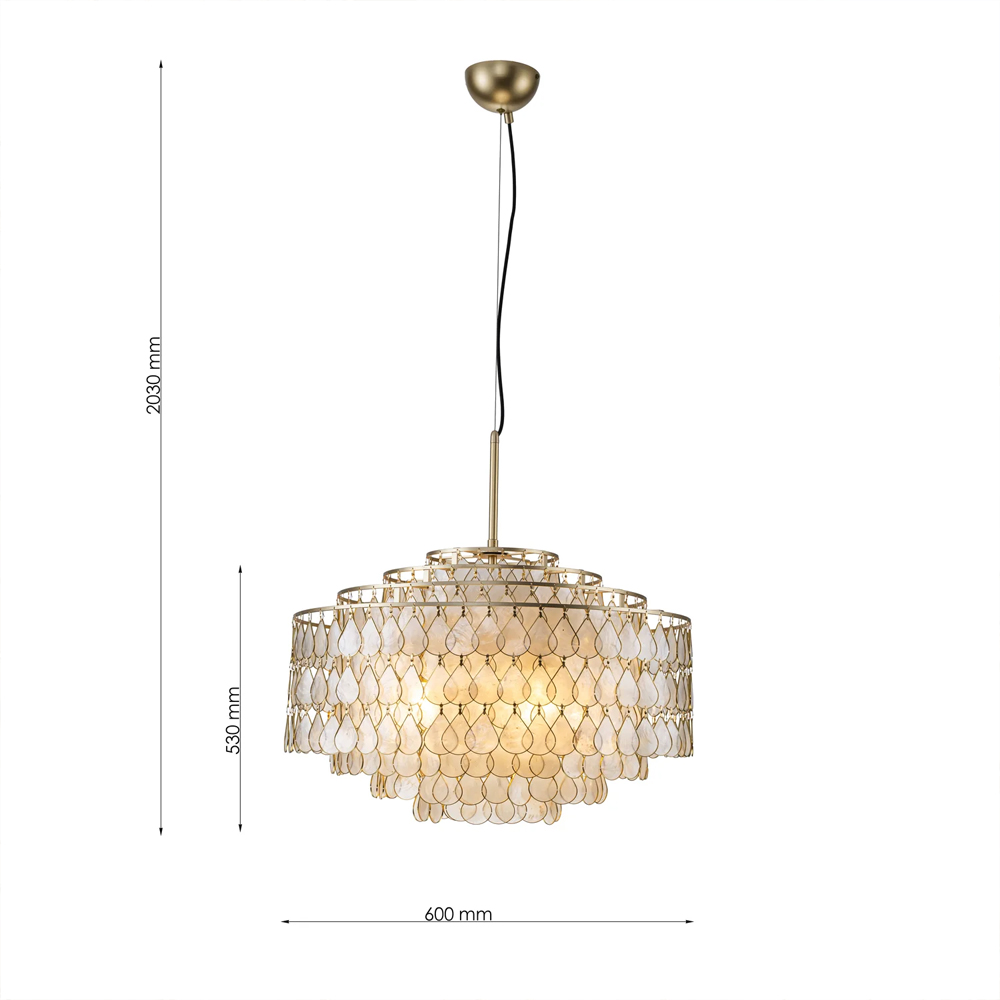 Люстра многоярусная с декором из натуральной морской ракушки Iridescent Light в Барнауле