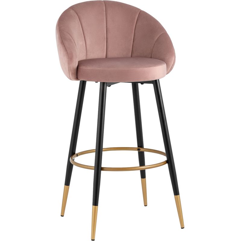 Барный Стул Alberto Chair Розовый Велюр Розовый пастельный Черный Золотой в Барнауле | Loft Concept 