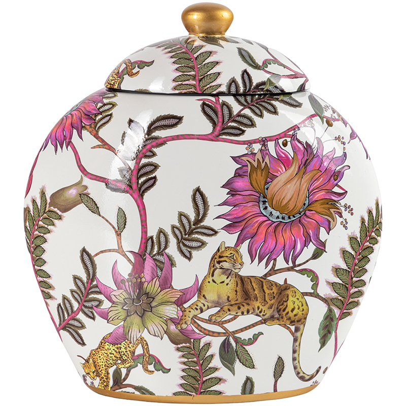 Ваза с крышкой Leopard Flowers Vase White Белый Розовый Мульти Ваза с крышкой Leopard Flowers Vase White Белый Розовый Мульти в Барнауле | Loft Concept