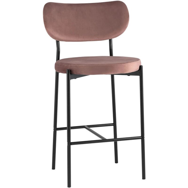 Барный Стул Alfie Chair Черные ножки Розовый Велюр Розовый пастельный Черный Барный Стул Alfie Chair Черные ножки Розовый Велюр Розовый пастельный Черный в Барнауле | Loft Concept