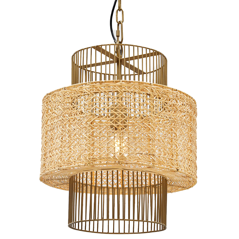 Люстра с плафоном из ротанга Raquel Wicker Chandelier Древесина Золотой Люстра с плафоном из ротанга Raquel Wicker Chandelier Древесина Золотой в Барнауле | Loft Concept