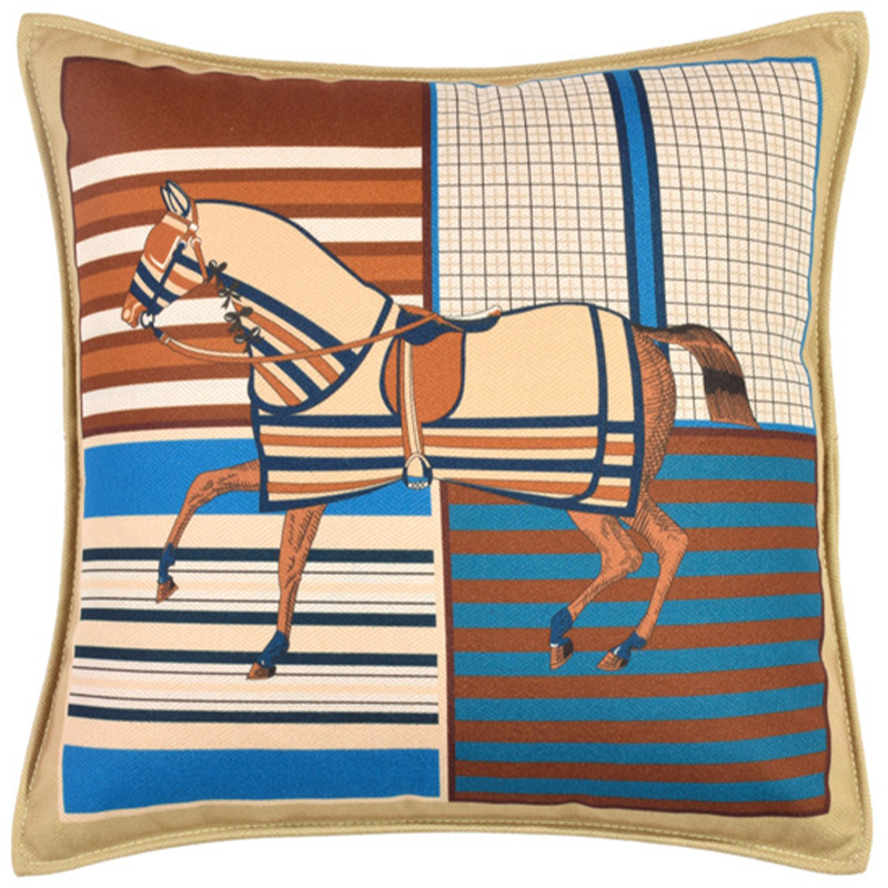 Декоративная подушка Hermes Horse 43 Бежевый Коричневый Синий Мульти Декоративная подушка Hermes Horse 43 Бежевый Коричневый Синий Мульти в Барнауле | Loft Concept