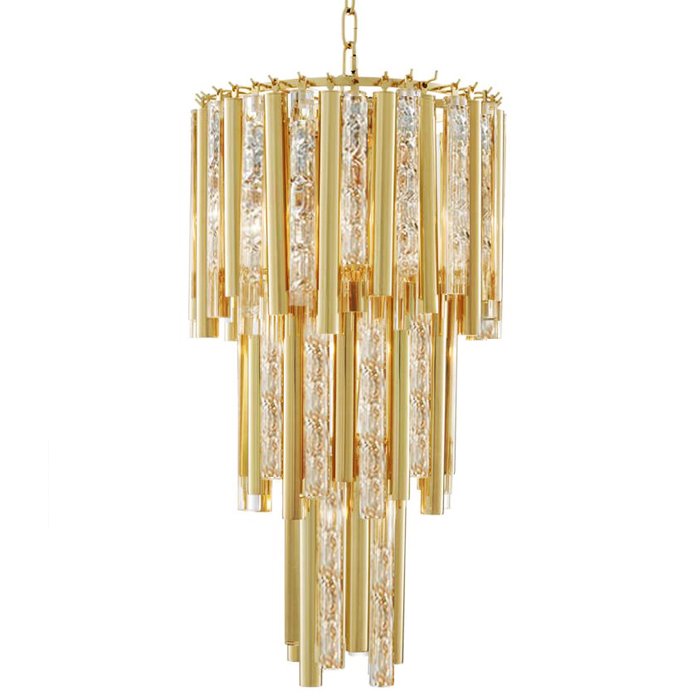 Люстра Eichholtz Chandelier Gigi S Gold Глянцевое золото Прозрачное Стекло в Барнауле | Loft Concept 