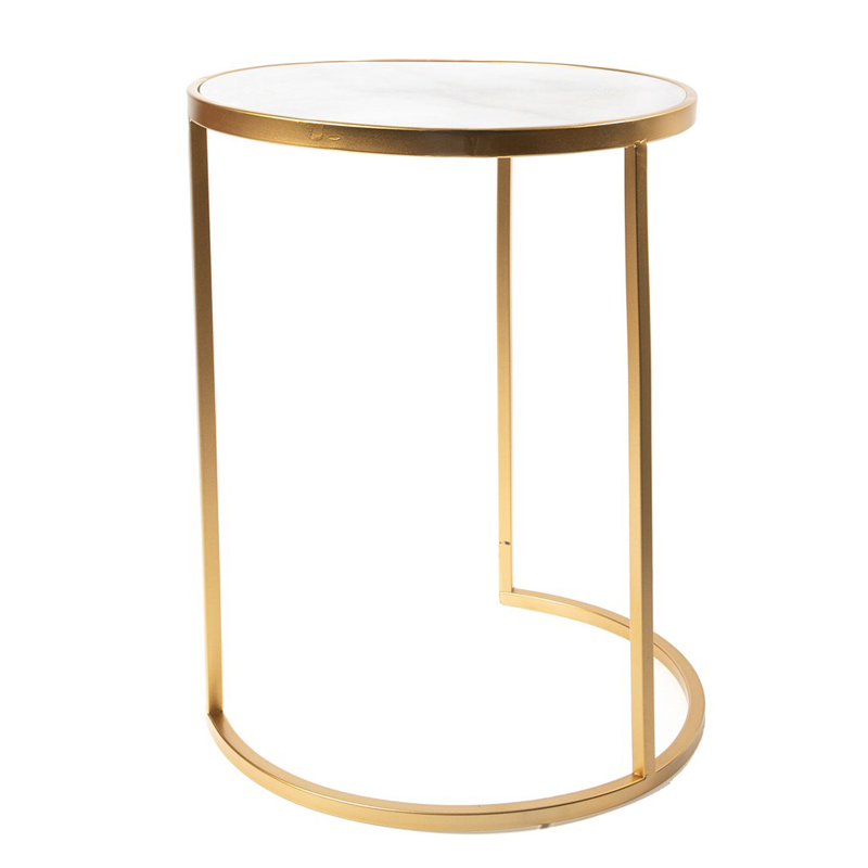 Приставной стол Round Table Marble gold белый мрамор Белый Мрамор Bianco Золотой Приставной стол Round Table Marble gold белый мрамор Белый Мрамор Bianco Золотой в Барнауле | Loft Concept
