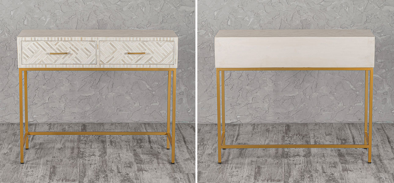 Консоль с инкрустацией белая Juliet - фото