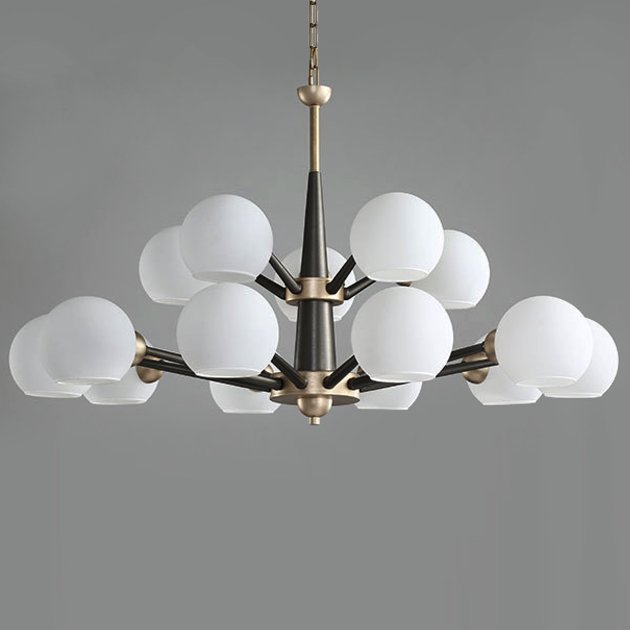 Люстра Thalia chandelier White glass 15 Золотой Белый Черный Люстра Thalia chandelier White glass 15 Золотой Белый Черный в Барнауле | Loft Concept