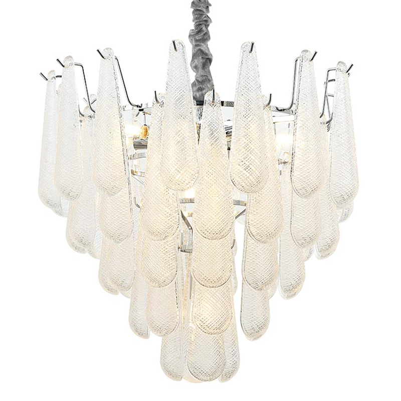 Люстра Textured Glass Drops Chandelier 13 Хром Белый Люстра Textured Glass Drops Chandelier 13 Хром Белый в Барнауле | Loft Concept