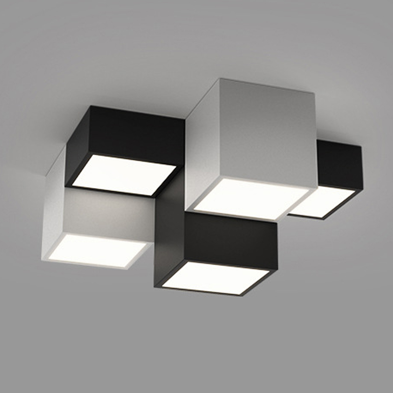 Комбинация из 5-ти геометрических потолочных светильников Five Geometric Lamps Черный Белый в Барнауле | Loft Concept 
